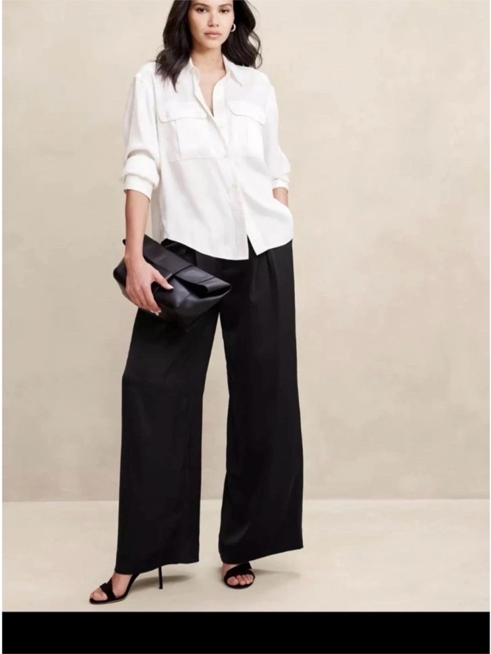 Banana Republic Silky Pleated Wide Leg Black Pants - NWT - Sz 18